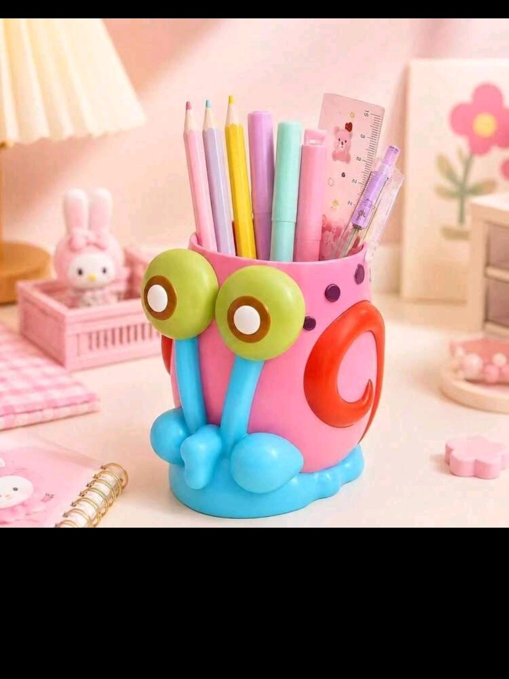 Cute Pink Snail Pencil Holder for Kids - Fun Desk Organizer
